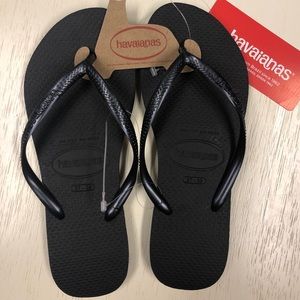 Havaianas Flip Flops; Black; Size 7-8; NWT